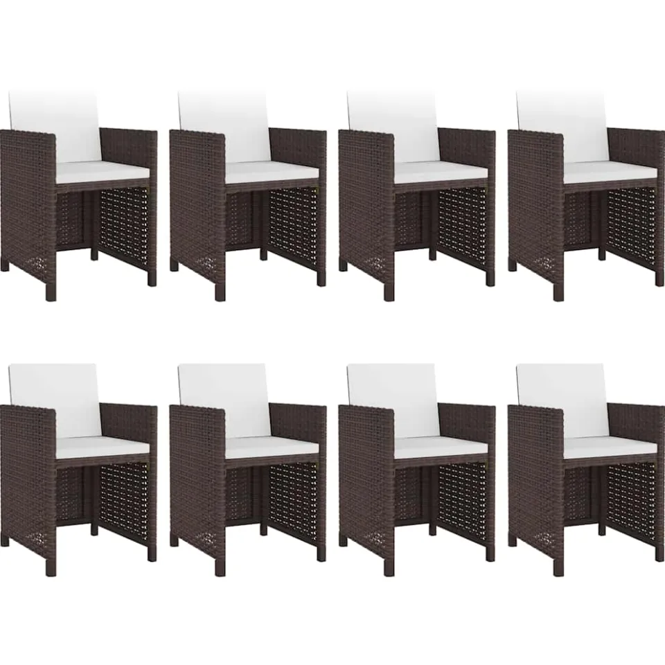 vidaXL 9-delige Tuinset met kussens poly rattan bruin, foto 2