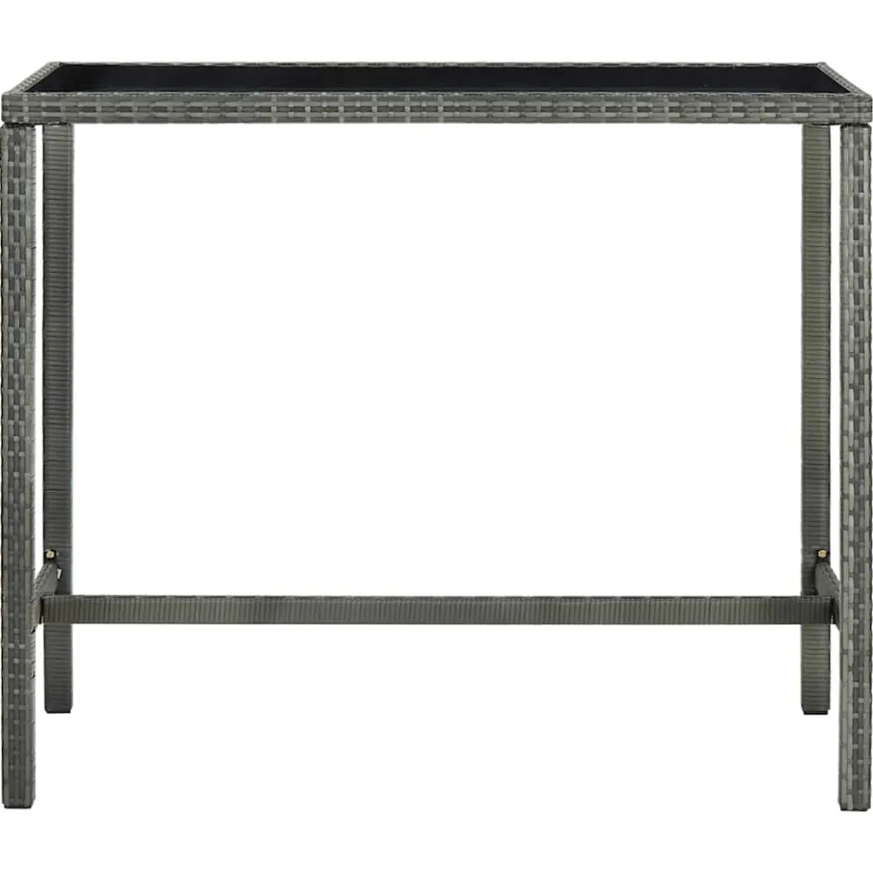 vidaXL Tuinbartafel 130x60x110 cm poly rattan en glas grijs