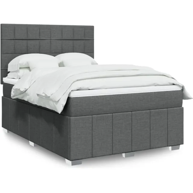 vidaXL Boxspring met matras stof donkergrijs 160x200 cm grijs