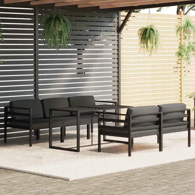 vidaXL 6-delige Loungeset met kussens aluminium antracietkleurig, foto 2