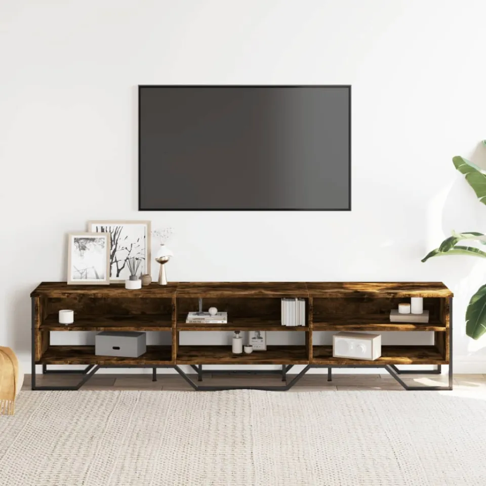 vidaXL Tv-meubel 180x34x41 cm bewerkt hout gerookt eikenkleurig, foto 3