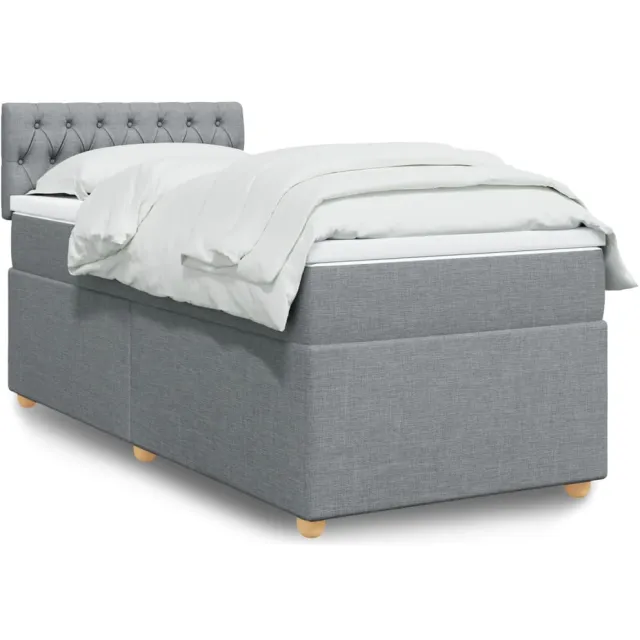 vidaXL Boxspring met matras stof lichtgrijs 100x200 cm grijs