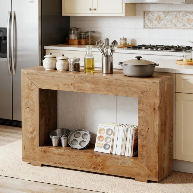 DESMIU Sidetable - Landelijke Haltafel Met Opbergruimte - Voor Hal, Woonkamer En Achter De Bank - Spaanplaat - Bruin - 120 X 30 X 83,5 Cm Brown