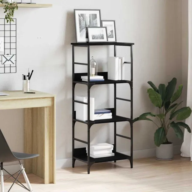 vidaXL Boekenkast 3-laags 50 x 33 x 117,5 cm Bewerkt hout Zwart Eiken, foto 2