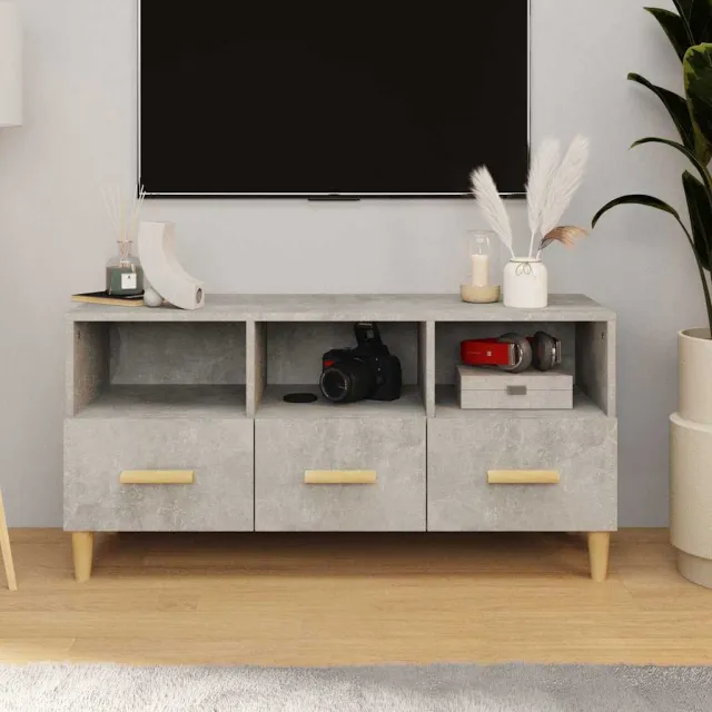vidaXL Tv-meubel 102x36x50 cm bewerkt hout betongrijs grijs, foto 2