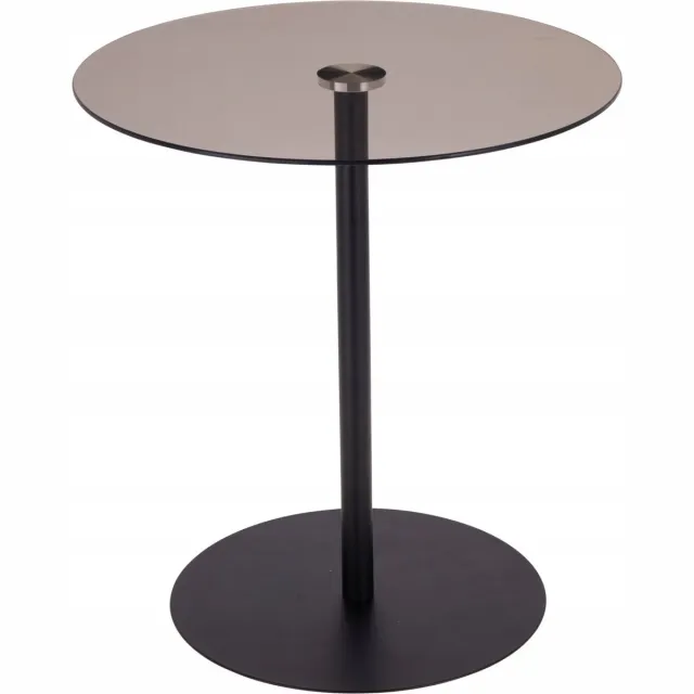 Relaxwonen Bijzettafel – Stijlvol & Praktisch - Zwart - Model Nev - Ø 40 x 43 cm – Glazen Tafelblad – Metalen Onderstel