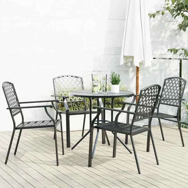 vidaXL 5-delige Tuinset stapelbaar gepoedercoat staal antracietkleur, foto 2