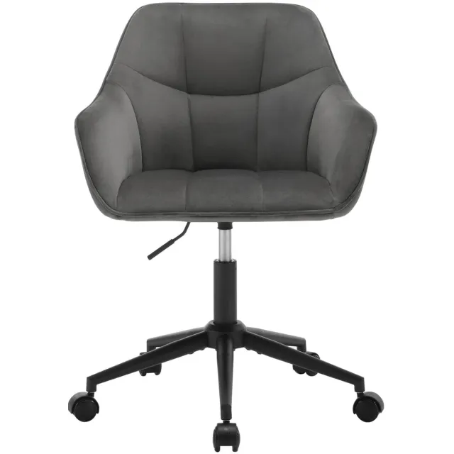 Klarven Bureaustoel Fluweel Donkergrijs - Bureaustoelen Voor Volwassenen - Bureaustoel Ergonomisch - Office Chair - Verstelbare zithoogte, 360 graden draaibaar, Draagvermogen 150 kg - B40,5xd40cm