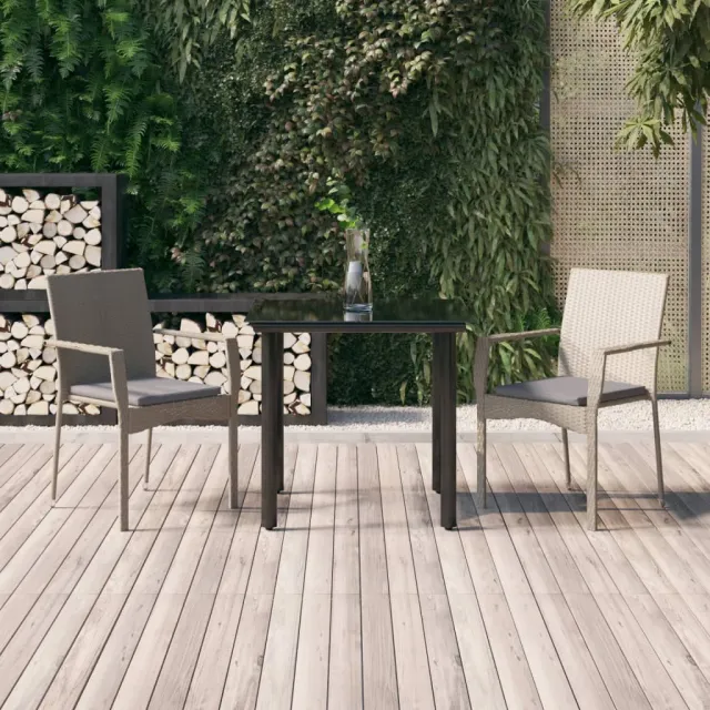 vidaXL 3-delige Tuinset met kussens poly rattan zwart en grijs