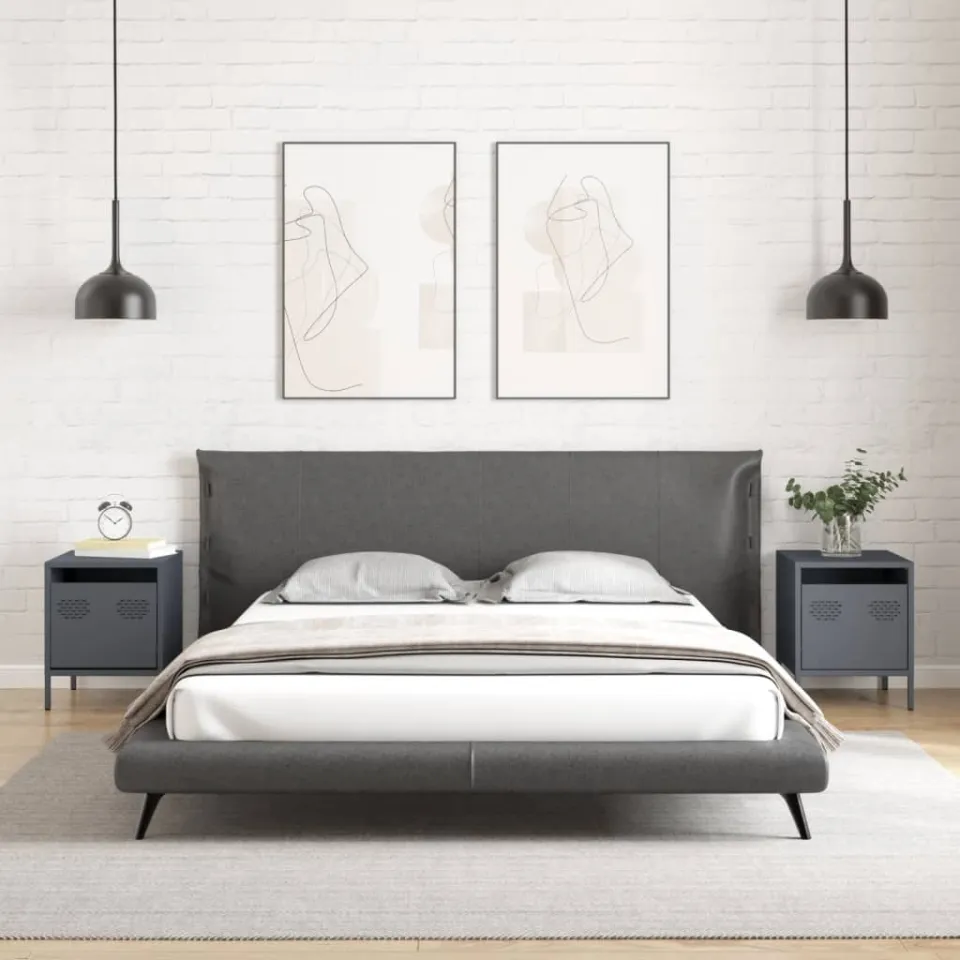 vidaXL Nachtkastjes 2 st 35x39x43,5 cm staal antracietkleurig, foto 2