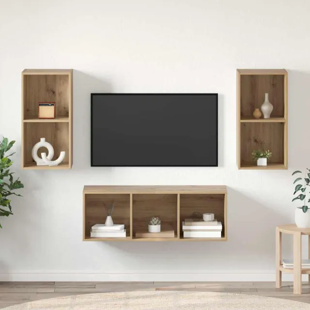 vidaXL Tv-meubelset 3 st 37 x 37 x 107 cm Artisan Eiken Bruin