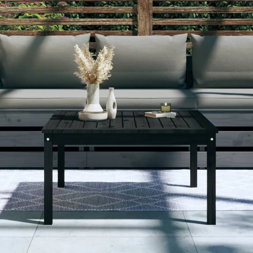 vidaXL Tuintafel 82,5x82,5x45 cm massief grenenhout zwart, foto 3