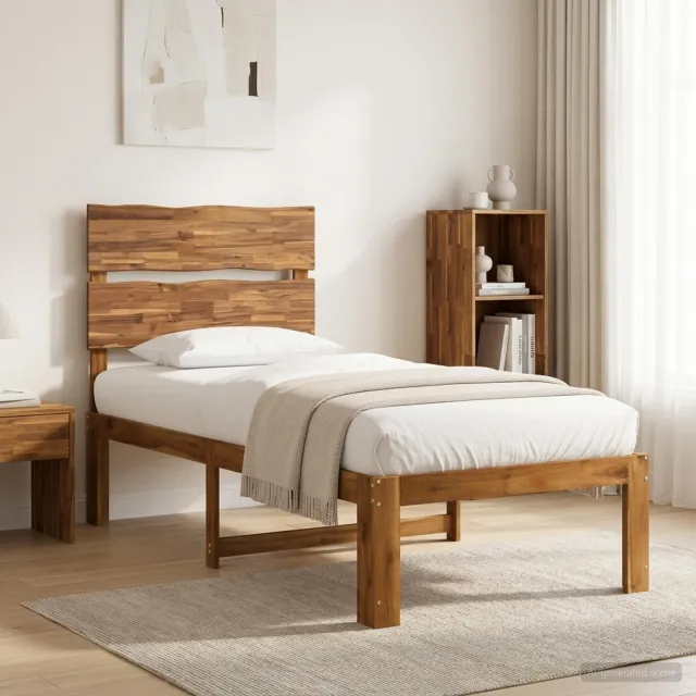 vidaXL Eenpersoonsbed met hoofdbord ROSTOCK Naturel 90 x 200 cm