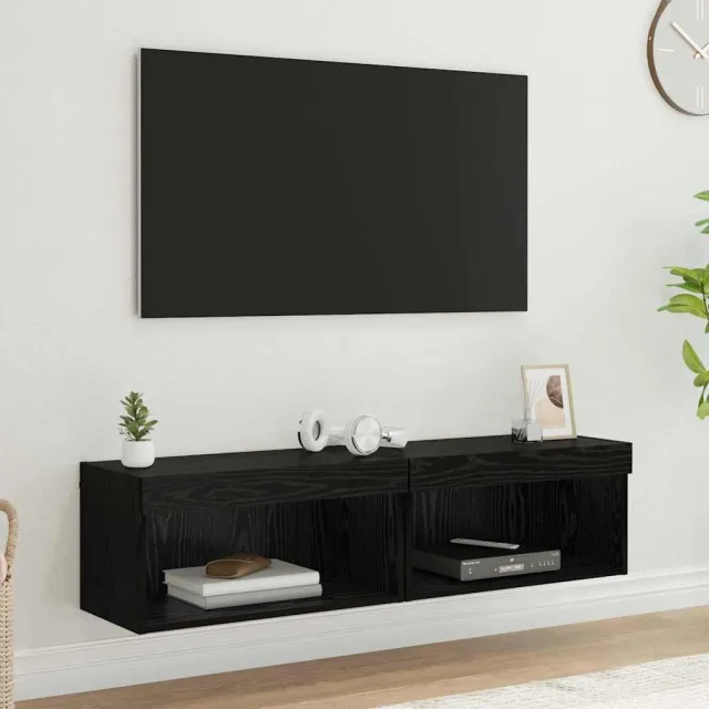 vidaXL Tv-meubelset 2 st Zwart Eiken Bewerkt hout, foto 2