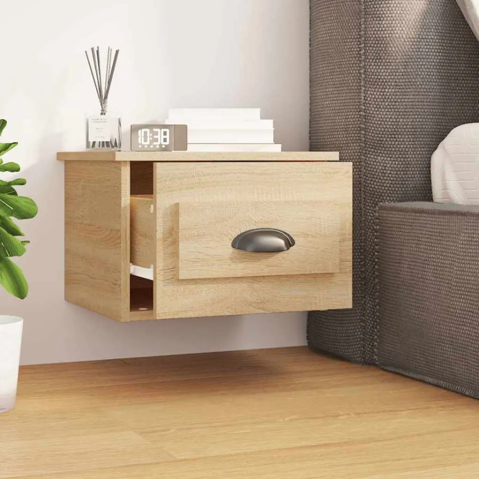 vidaXL Nachtkastjes 2 st wandgemonteerd 41,5x36x28 cm sonoma eiken, foto 2
