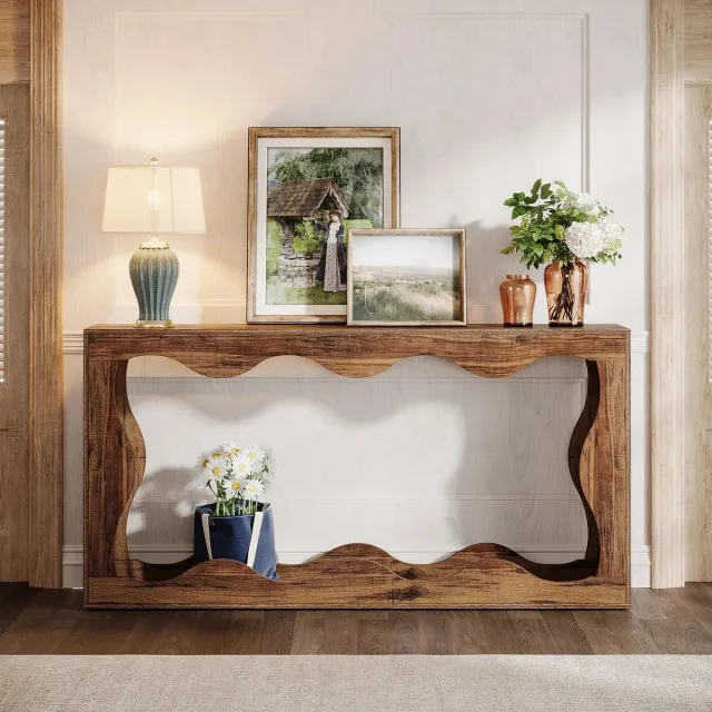 Smyl. Bijzettafel - Console Tafel - Salontafel - Sidetable - Hout - Natuurlijk - Hal - Woonkamer - 160 × 30 × 85 cm (L × D × H)