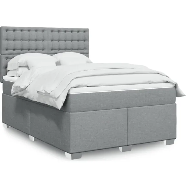 vidaXL Boxspring met matras stof lichtgrijs 140x200 cm grijs