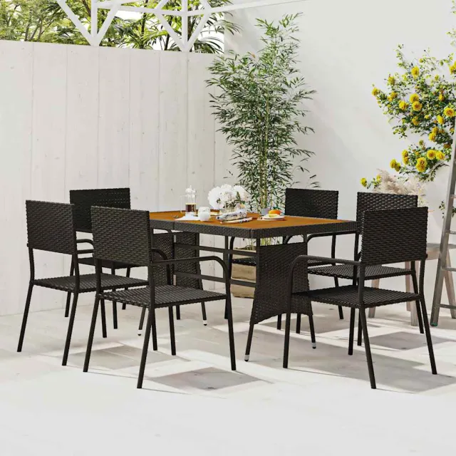vidaXL 7-delige Tuinset poly rattan zwart, foto 2