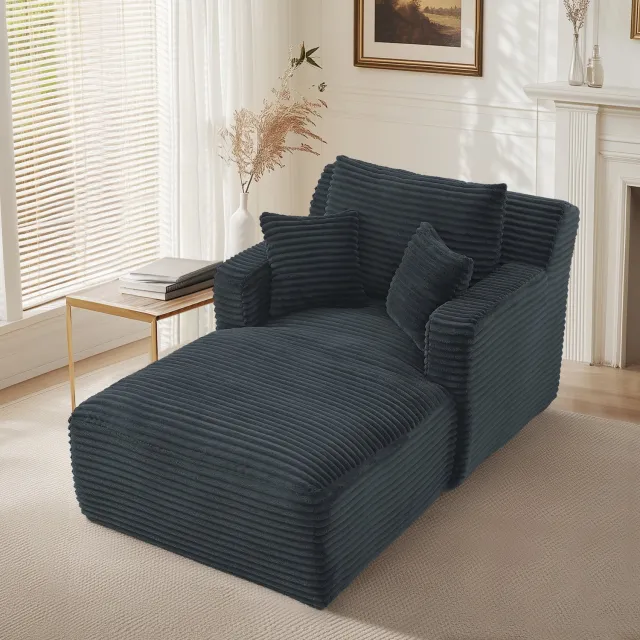 CHICFURN Chaiselongue - Zonder montage - 1-zits - Donkergrijs
