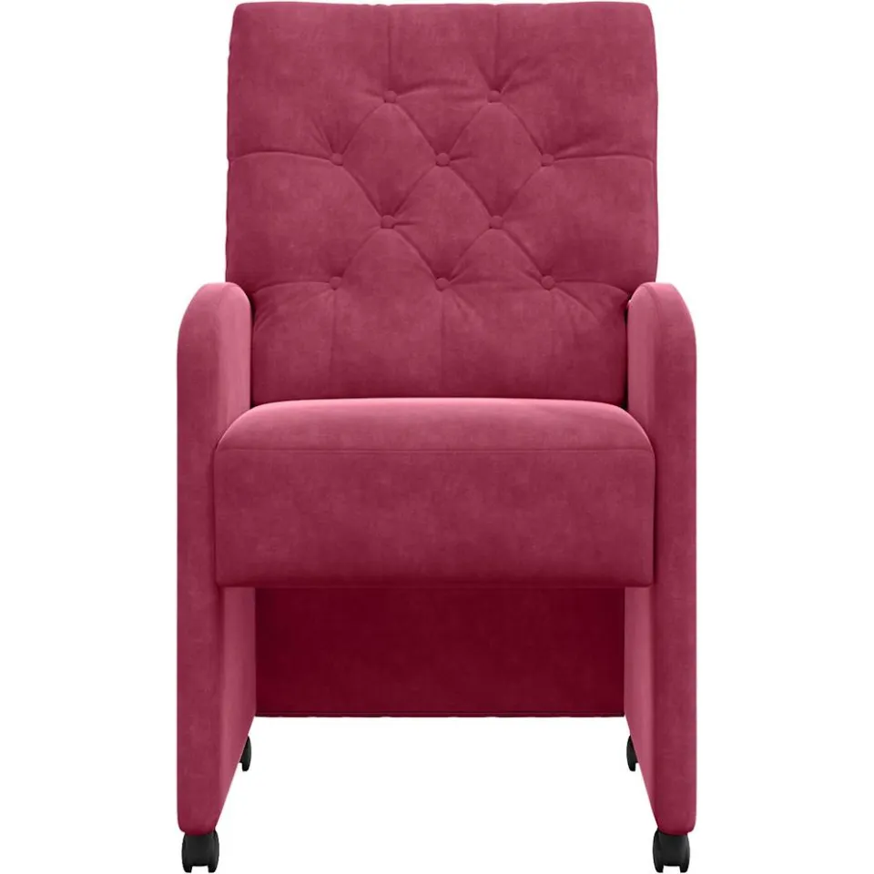 vidaXL Eetkamerstoelen met Wieltjes 2 st Fluweel Wijnrood, foto 4