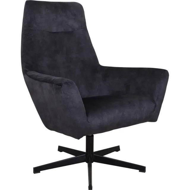Bolt Edge Fauteuil Velvet - Antraciet - Loungestoel - Met Hoofdkussen - Voor Volwassenen