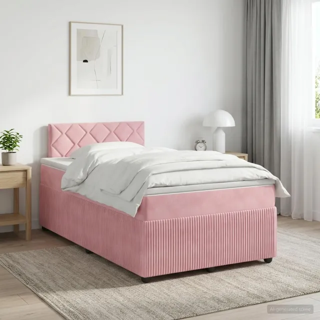 vidaXL Boxspringbed met matras Roze 120 x 200 cm Fluweel