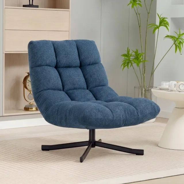 CHICFURN Bureaustoel - 360 graden draaibaar - Zonder armleuningen - Donkerblauw