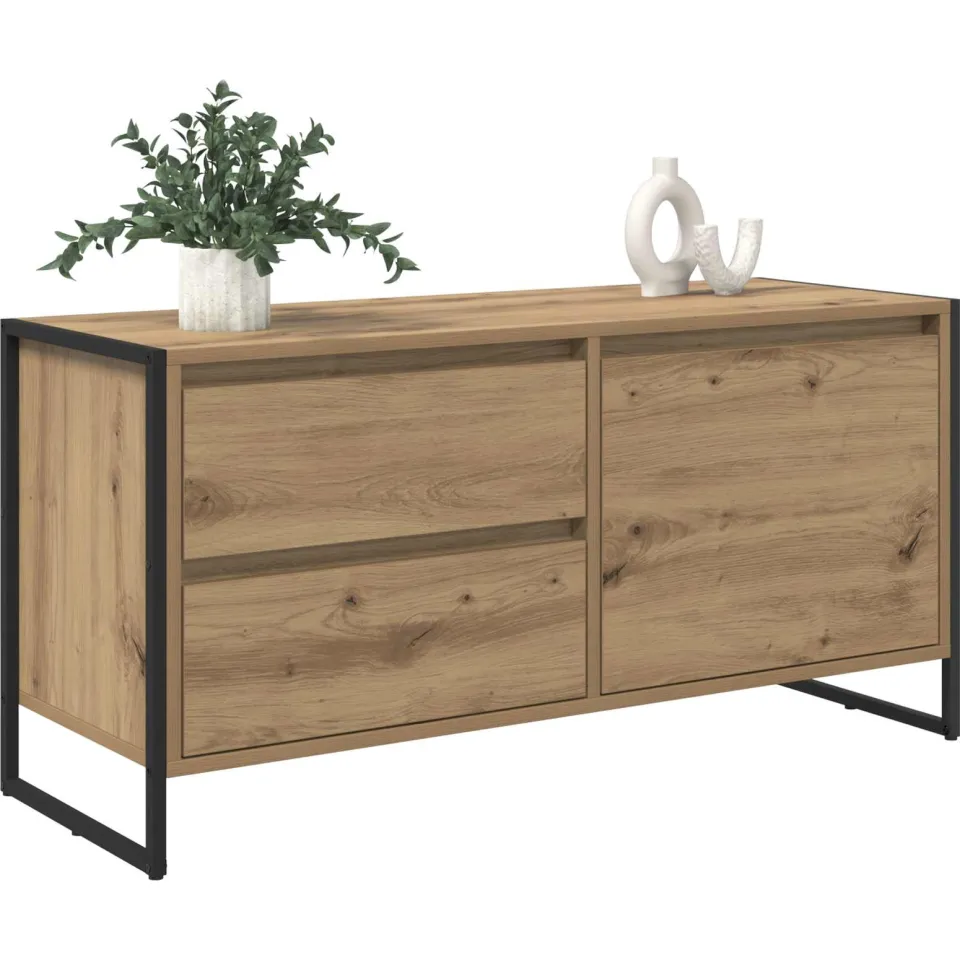 vidaXL TV-kast 100 x 36 x 49.5 cm Artisanaal eiken Bewerkt hout Bruin