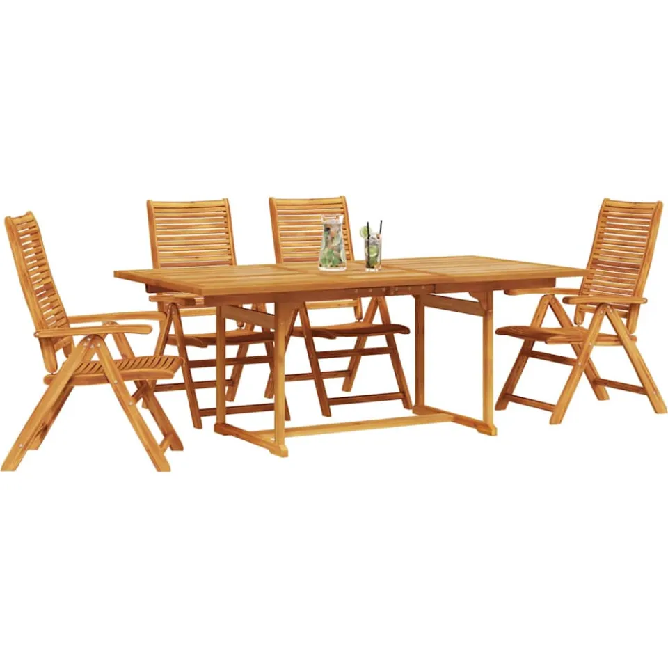 vidaXL Tuin eettafelset 5 st Bruin Massief Acaciahout