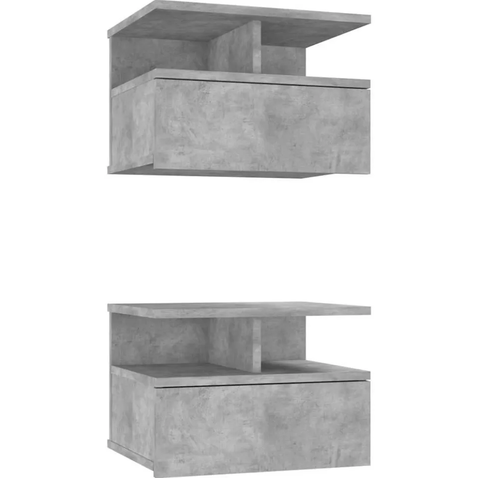 vidaXL Nachtkastjes 2 st 40x31x27 cm bewerkt hout betongrijs grijs, foto 3