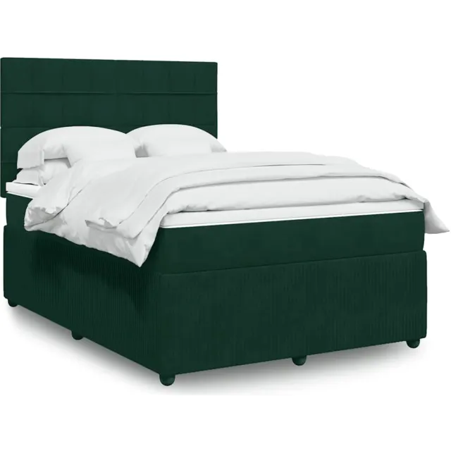 vidaXL Boxspring met matras fluweel donkergroen 140x200 cm groen