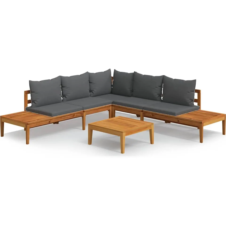 vidaXL 4-delige Loungeset met donkergrijze kussens acaciahout grijs, foto 4