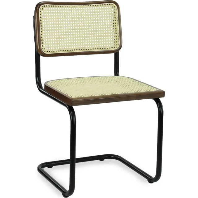 Workliving Bas Eetkamerstoel - Rotan Design Walnoot / Zwart