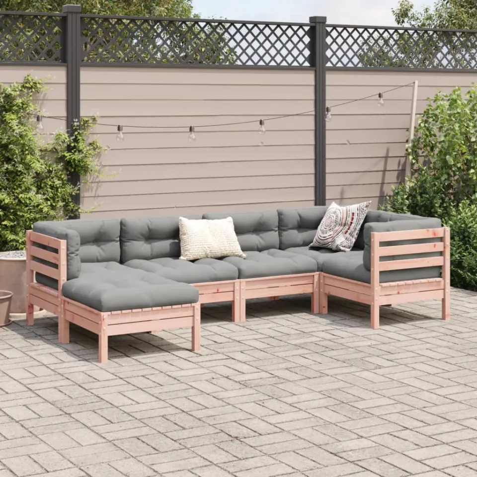 vidaXL 6-delige Loungeset met kussens massief douglas vurenhout bruin, foto 2