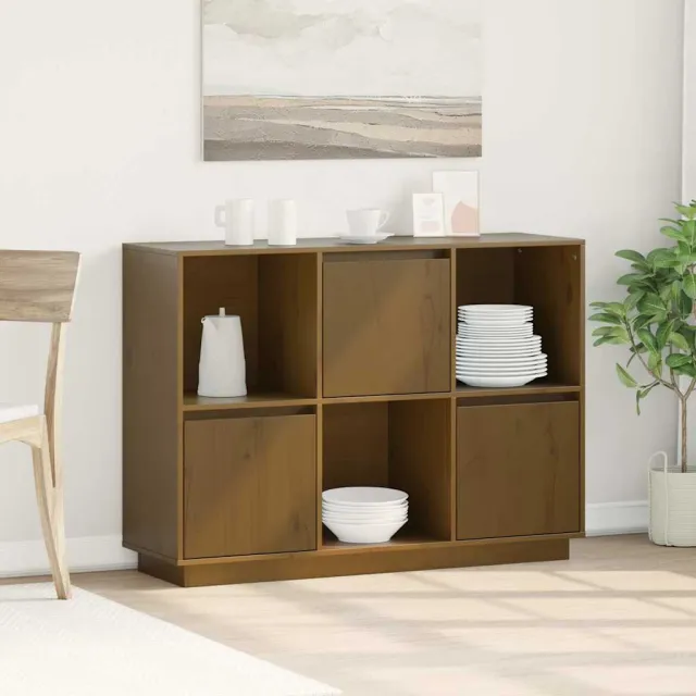 vidaXL Dressoir 110,5x35x80 cm massief grenenhout honingbruin bruin, foto 2