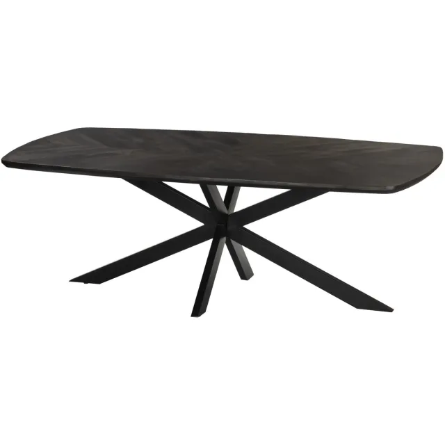 Lizzely Garden & Living Eettafel deens ovaal mangohout 220cm Bali walnoot bruin ovale industriële tafel duurzaam mango eetkamertafel hongaarse punt