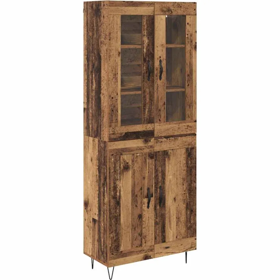 vidaXL Hoge kast Oud Hout 69,5 x 34 x 90 cm Bewerkt hout bruin, foto 3