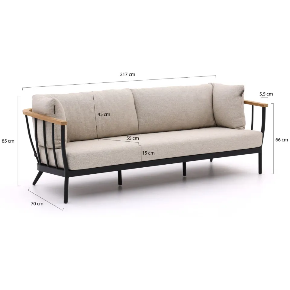 Apple Bee Condor/Tonga stoel-bank loungeset 5-delig 6-zits zwart, foto 3