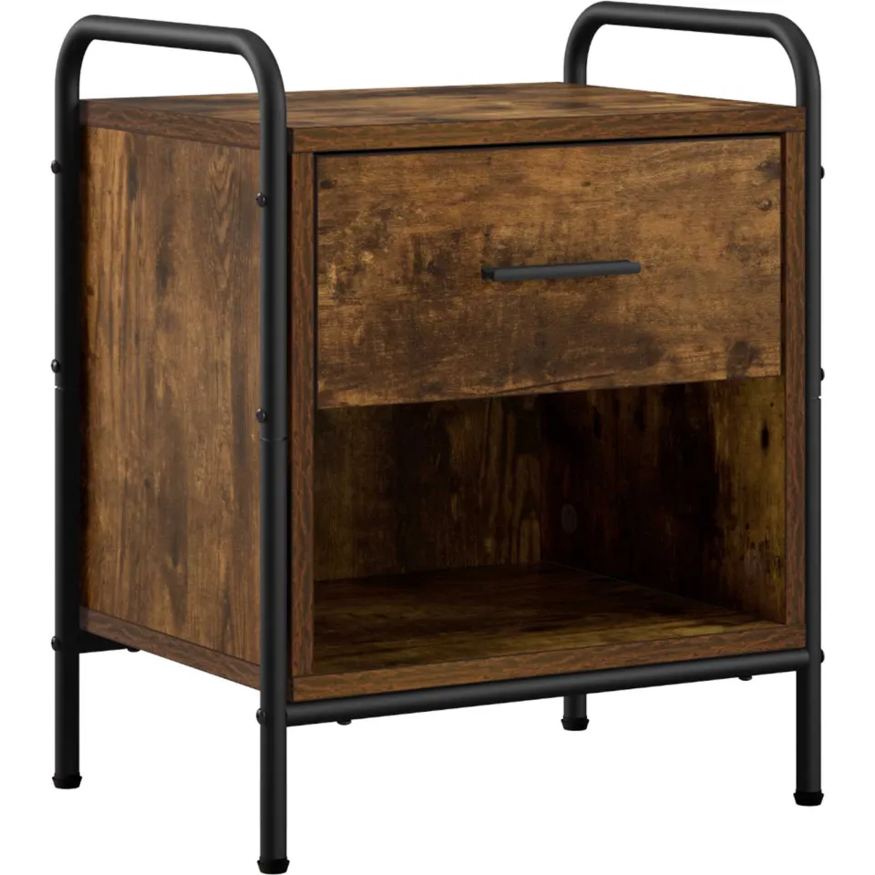 vidaXL Nachtkastje 2 st Gerookt eiken 40 x 30 x 50 cm Bewerkt hout Bruin