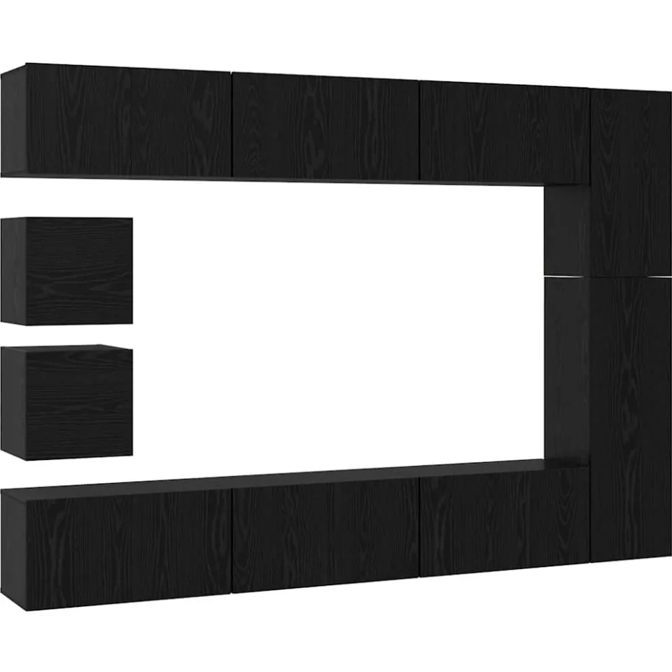 vidaXL Tv-meubelset 10 st 30,5 x 30 x 90 cm Zwart Eiken