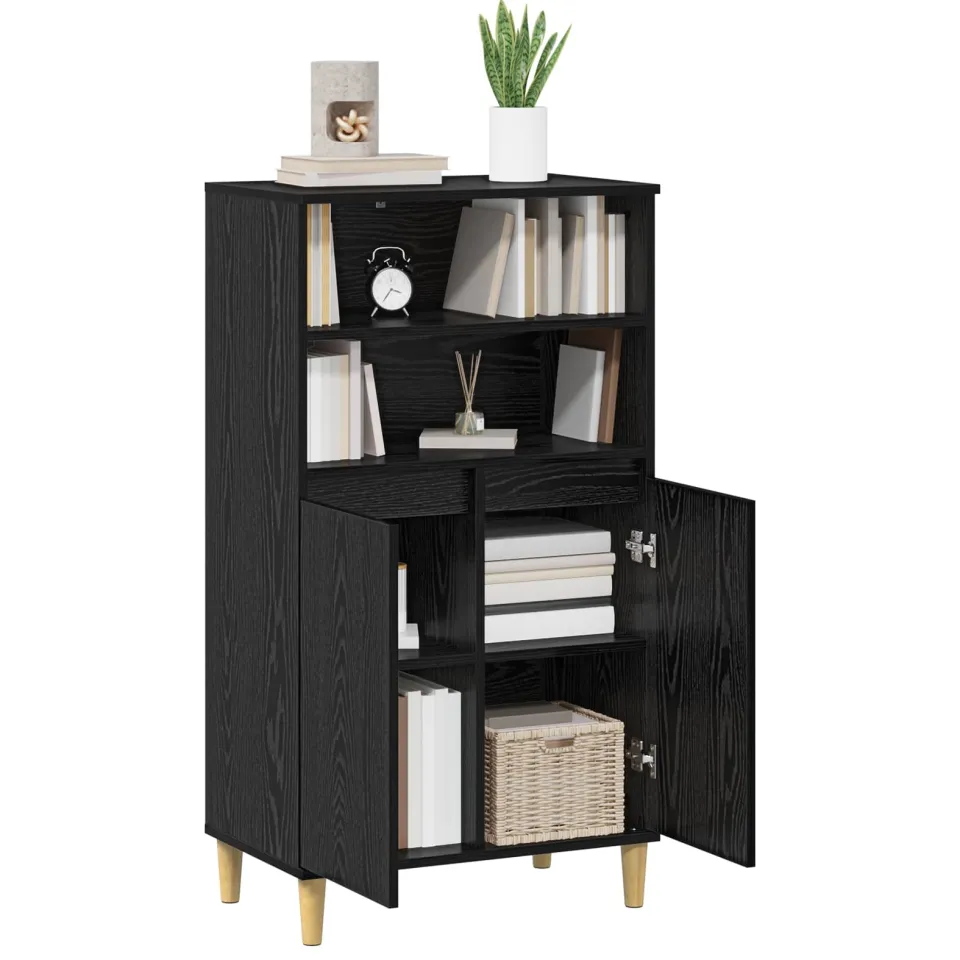 vidaXL Hoge kast Zwart eiken 60 x 36 x 110 cm Bewerkt hout, foto 3