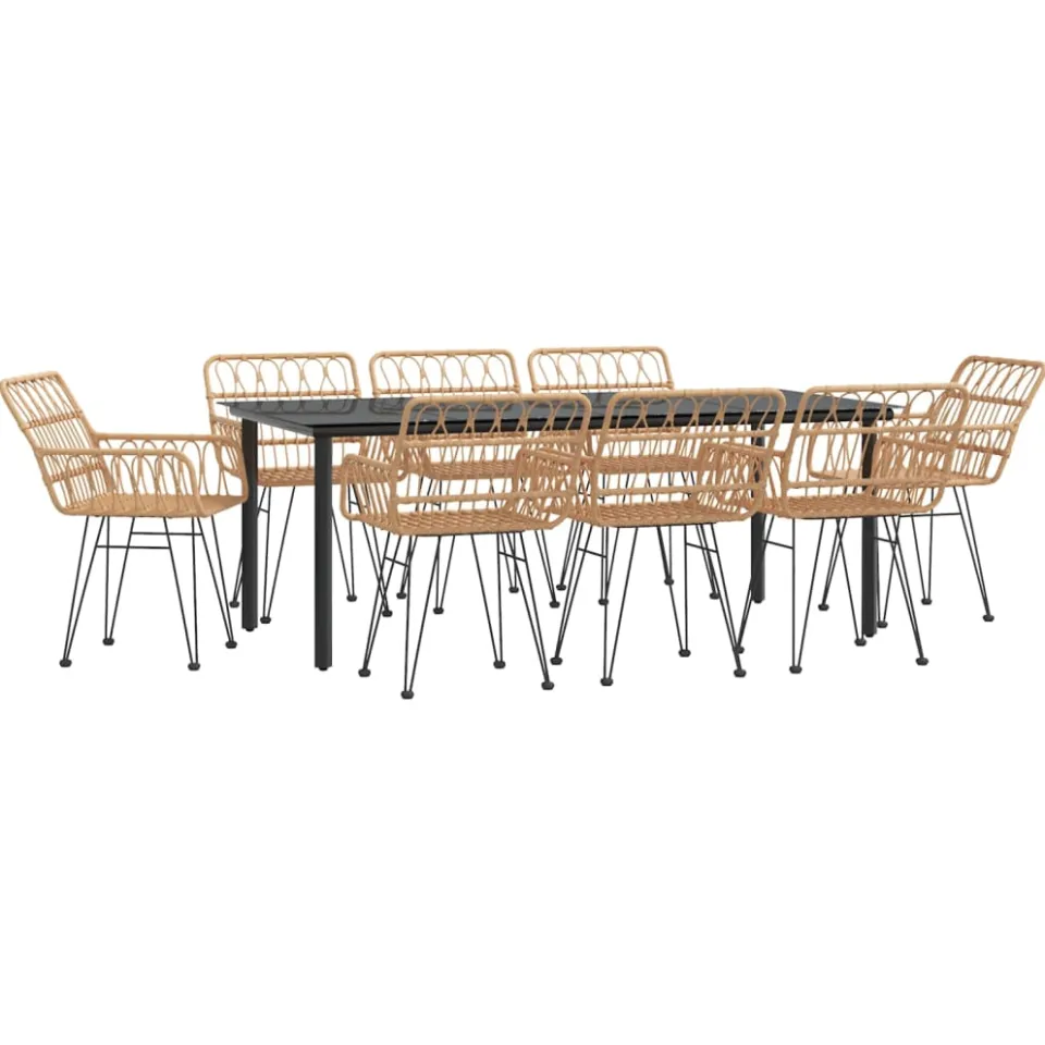 vidaXL 9-delige Tuinset poly rattan Bruin