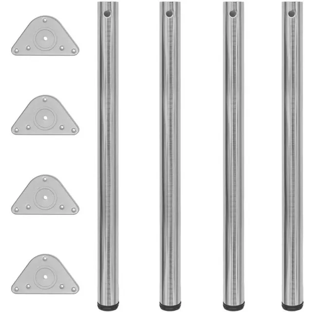 vidaXL Tafelpoten in hoogte verstelbaar geborsteld nikkel 870 mm 4 st Zilver