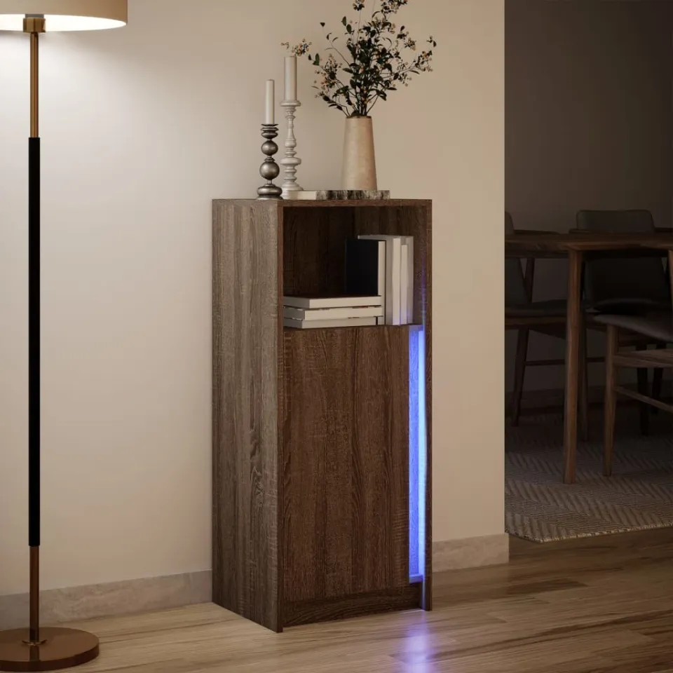 vidaXL Dressoir met LED 42,5x34x100 cm bewerkt hout bruin eikenkleur, foto 4