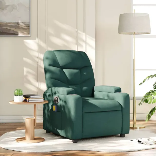 vidaXL Massagestoel - met - donkergroene - stof