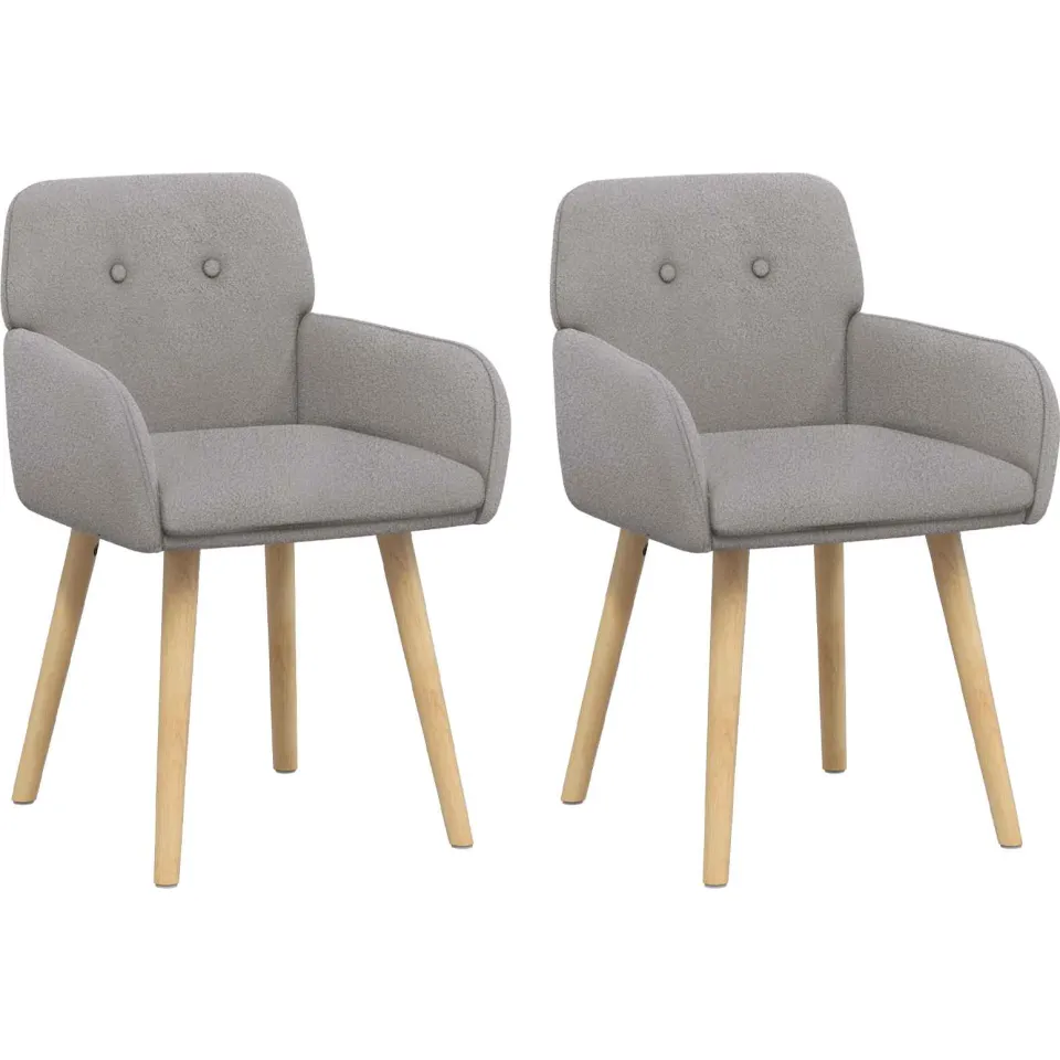 vidaXL Eettafelstoelen 2 st Bouclé Lichtgrijs 59 x 56,5 x 85 cm, foto 3