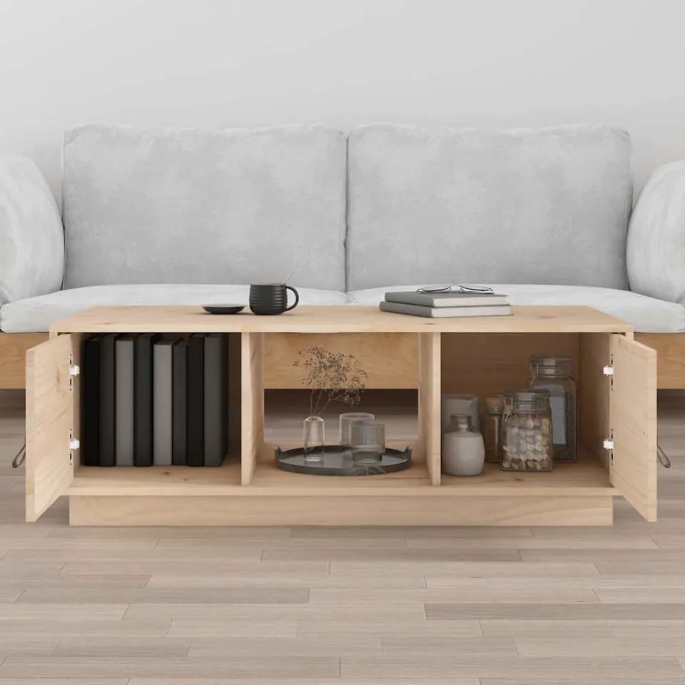 vidaXL Salontafel 100x50x35 cm massief grenenhout bruin, foto 3