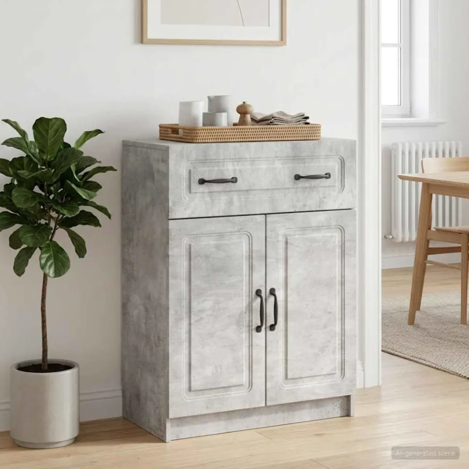 vidaXL Dressoir met lade Betongrijs 66 x 34,5 x 87 cm Bewerkt hout grijs, foto 4