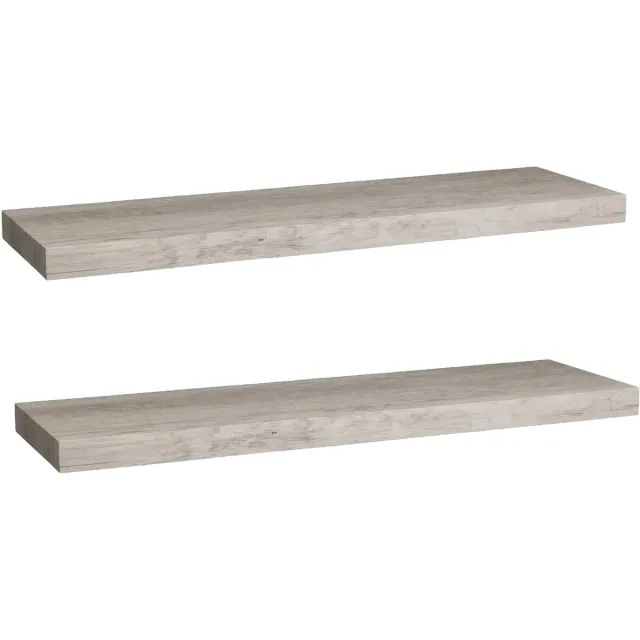 5Five® 5five Zwevende wandplank Bassline - 2x - grijs eiken - 80 cm - hout/MDF - boekenplank - muurplank - opbergplank - hangplank