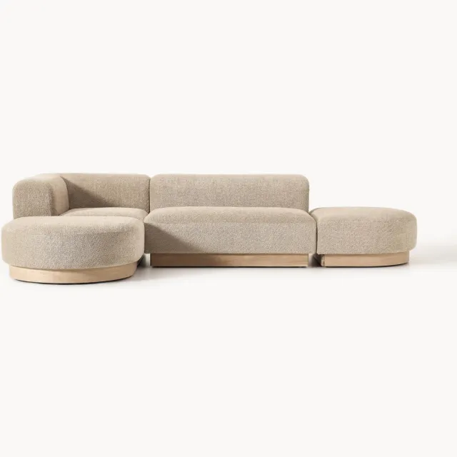 Westwing Collection Modulaire hoekbank Natalie van teddy-bouclé beige